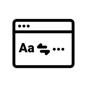 Outline application window showing language translation interface tool clearly vector