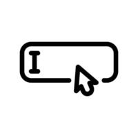 Outline text input field with cursor indicating typing area data entry clearly vector