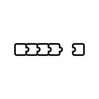 Outline sequence of connected puzzle pieces with final separated component clearly vector
