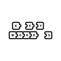 Outline puzzle pieces spelling KEYWORDS concept of building search strategy clearly vector