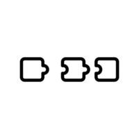 Outline three separate puzzle pieces representing components or compatibility clearly vector