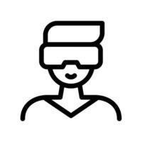 Outline person wearing virtual reality headset immersive digital experience user clearly vector