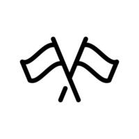 Outline two crossed waving flags representing competition finish line or racing signal clearly vector