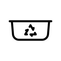 Outline simple basin or tub with recycling symbol waste segregation collection point clearly vector