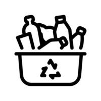 Outline recycling bin full plastic bottles containers waste sorting resource recovery clearly vector