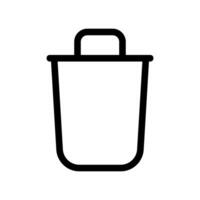 Outline simple trash can waste bin container receptacle for garbage disposal clearly shown icon vector