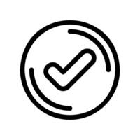 Confirmation checkmark symbol inside a circle indicating approval or success vector
