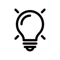 Glowing light bulb icon representing ideas, innovation, and brightness vector