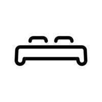 Simplified double bed icon showing sleeping furniture outline with two pillows vector