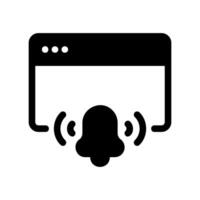 Application window with ringing bell icon for system alerts or notifications vector