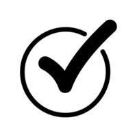 Circular checkmark icon indicating confirmation, completion, validation approval status vector