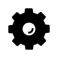 Solid gear or cogwheel icon symbolizing settings, options, or mechanical process vector