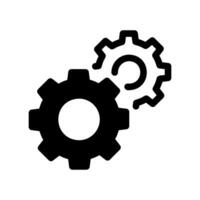 Two interlocking gears icon representing interaction, process, or configuration settings vector