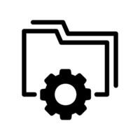 Folder icon with gear symbol indicating directory settings or file management options vector