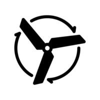 Rotating propeller blades icon in a circle for airflow or propulsion symbol vector