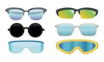 Collection of Sunglasses and Spectacles, Eyeglasses of Different Shapes and Design Illustration vector