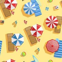 Tropical Beach with Colorful Umbrellas, View from Above, Summer Time Background Illustration vector
