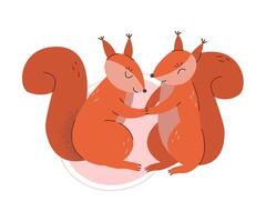 Cute Squirrels with Pointed Ears Greeting Each Other Illustration vector