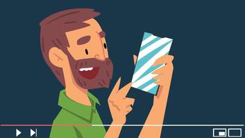 Blogger Advertising Smartphone and Demonstrating its Features Illustration vector