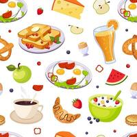 Breakfast Food Seamless Pattern, Design Element Can Be Used for Website, Cooking Book, Restaurant Menu, Wrapping Paper Illustration vector