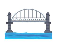 Iron Bridge with Concrete Pillars, Architectural Design Element, Bridge Construction Flat Illustration vector