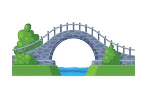 Stone Arched Bridge, Architectural Design Element Flat Illustration vector