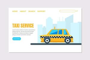 Taxi Service Landing Page Template, Online Ordering Application, Website Illustration vector
