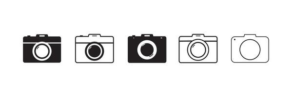 Camera icon set. photo camera in flat style symbol. photography camera line art signs, vector