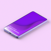 Isometric Smartphone Screen Mockup with Separated Shadow and Background psd