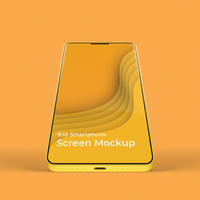 Separated Shadow and Background Perspective View Yellow Smartphone Screen Mockup psd
