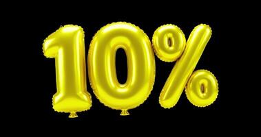 goldane, shiny, and inflated-looking 3D rendering of the text 10 Percend video