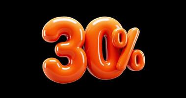Orange, shiny, and inflated-looking 3D rendering of the text 30 Percend video
