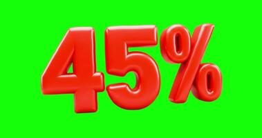 red shiny and inflated-looking 3D rendering of the text 45 Percend video