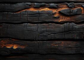 Deep Cracked and Burnt Wooden Planks with Rustic Texture photo