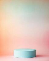 Minimalist pastel blue podium photo
