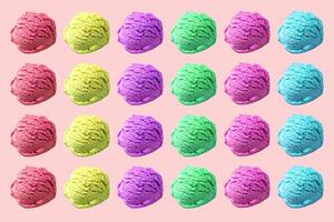 Ice cream ball pattern isolated on color background photo