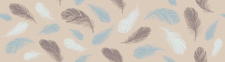 Feathers pattern, Hand drawn sketch style illustration vector