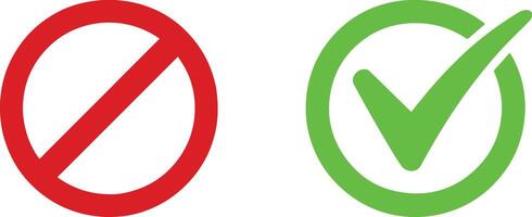 two different signs with a green and red check mark vector