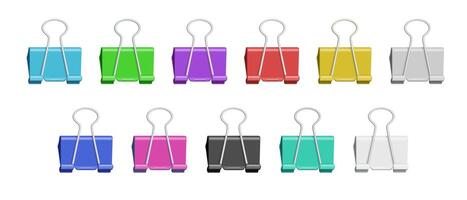Set of Colorful Binder Clips in Assorted Shades vector