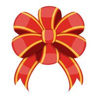 Red Decorative Bow with Yellow Trim and Loops Illustration Image vector