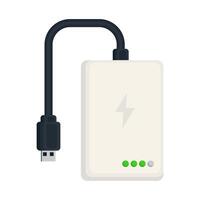 Portable Power Bank with USB Cable and Battery Indicator Illustration Image vector