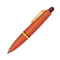 Red Ballpoint Pen with Yellow Clip and Click Mechanism Illustration Image vector