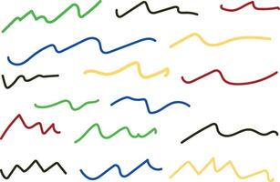 Collection of color lines wave signs abstract art vector