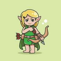 Confident elf archer standing tall. Suitable for base mascots, character intros, or adding bold captions and taglines. vector
