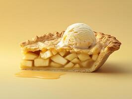 Warm Apple Pie Slice with a Scoop of Vanilla Ice Cream photo