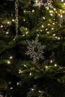 A christmas tree with a snowflake on it photo