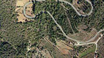 Aerial view of regional road in Catalonia video