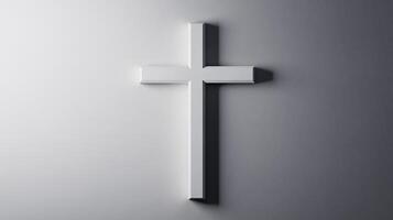 White cross on gray background minimalist religious symbol art photo