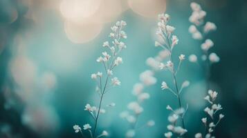Gentle wildflowers in soft focus with pastel background bokeh effect photo