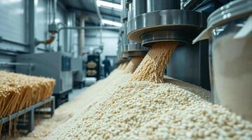 A machine is filling rice with rice photo